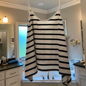 Striped spaghetti strap black and white